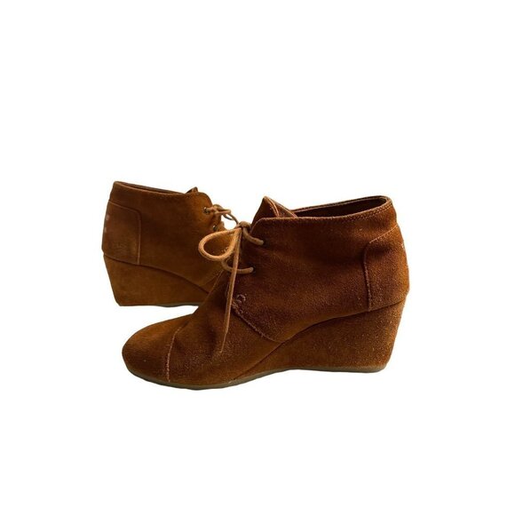 Toms Kala Brown Desert Wedge Lace Up Bootie Boot Shoe Women's Size 8.5 - Picture 6 of 8